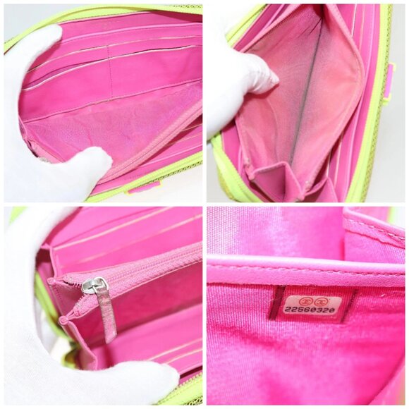 CHANEL Long Wallet Nylon Yellow CC Auth - Picture 12 of 14